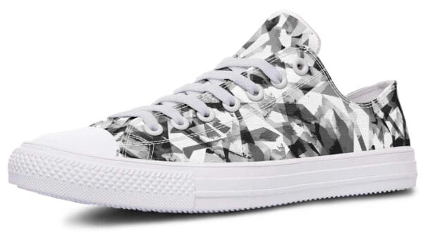 Black And White Polygon Pattern White Lowtop Sneaker
