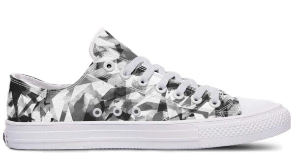 Black And White Polygon Pattern White Lowtop Sneaker