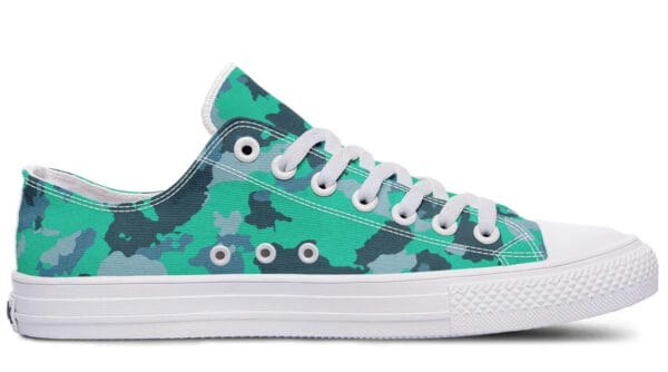 Cyan Camo Pattern White Lowtop Sneaker