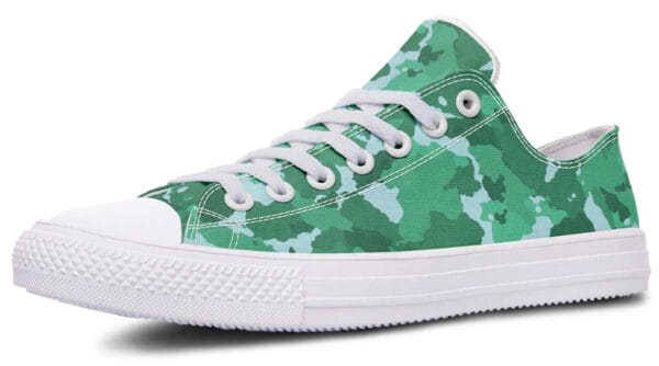 Green Camo Pattern White Lowtop Sneaker