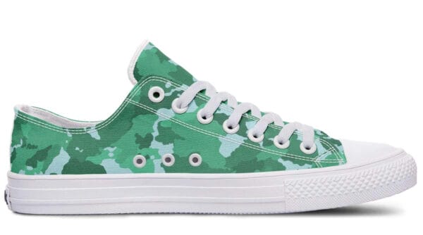 Green Camo Pattern White Lowtop Sneaker