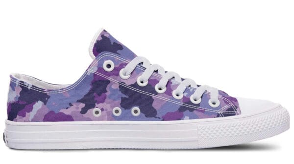 Violet Camo Pattern White Lowtop Sneaker