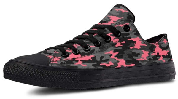Dark Pink Camo Pattern White Lowtop Sneaker