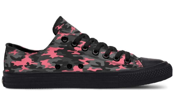 Dark Pink Camo Pattern White Lowtop Sneaker