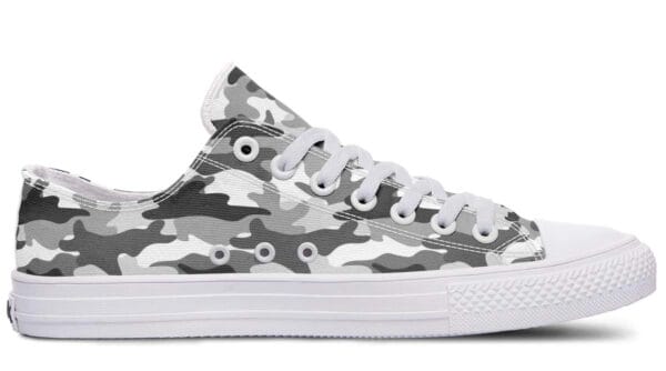 White Camo Pattern White Lowtop Sneaker