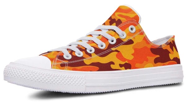 Orange Camo Pattern White Lowtop Sneaker