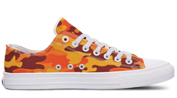 Orange Camo Pattern White Lowtop Sneaker